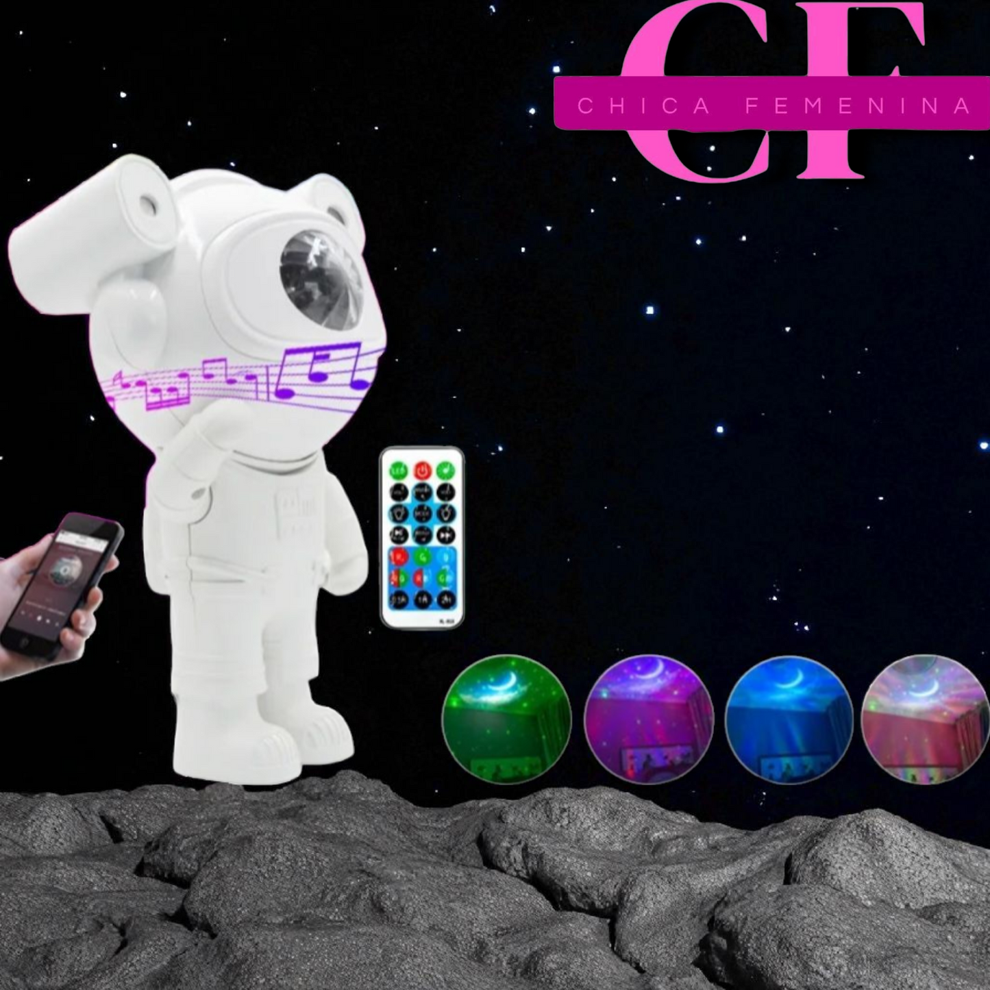 PROYECTOR ASTRONAUTA LUCES DE GALAXIA TRANSFORMA TU ESPACIO