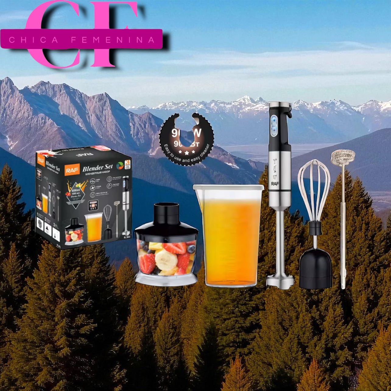 JUEGO DE BATIDORA DE MANO MULTIUSOS Y DE VELOCIDAD AJUSTABLE 4 EN 1