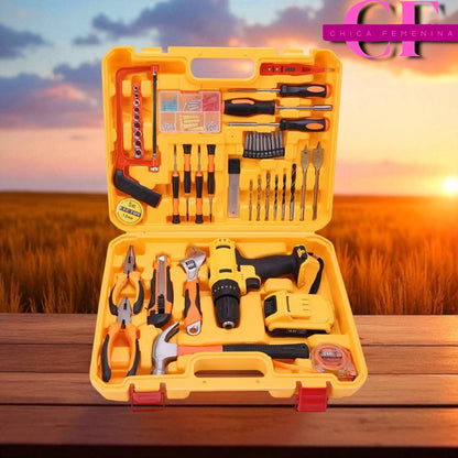 SET DE TALADRO 2 BATERIAS 24 PZ AMARILLO EXPLOIT