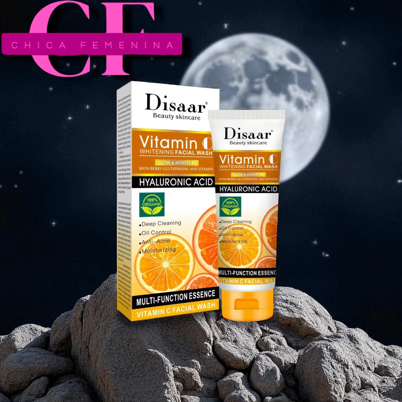 ESPUMA LIMPIADORA FACIAL CON VITAMINA C, ÁCIDO HIALURÓNICO, BAYAS Y GLUTATIÓN, HIDRATANTE, ANTIACNÉ, CONTROL DE GRASA