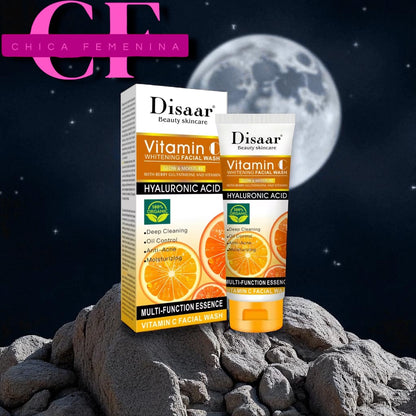 ESPUMA LIMPIADORA FACIAL CON VITAMINA C, ÁCIDO HIALURÓNICO, BAYAS Y GLUTATIÓN, HIDRATANTE, ANTIACNÉ, CONTROL DE GRASA