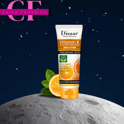 ESPUMA LIMPIADORA FACIAL CON VITAMINA C, ÁCIDO HIALURÓNICO, BAYAS Y GLUTATIÓN, HIDRATANTE, ANTIACNÉ, CONTROL DE GRASA