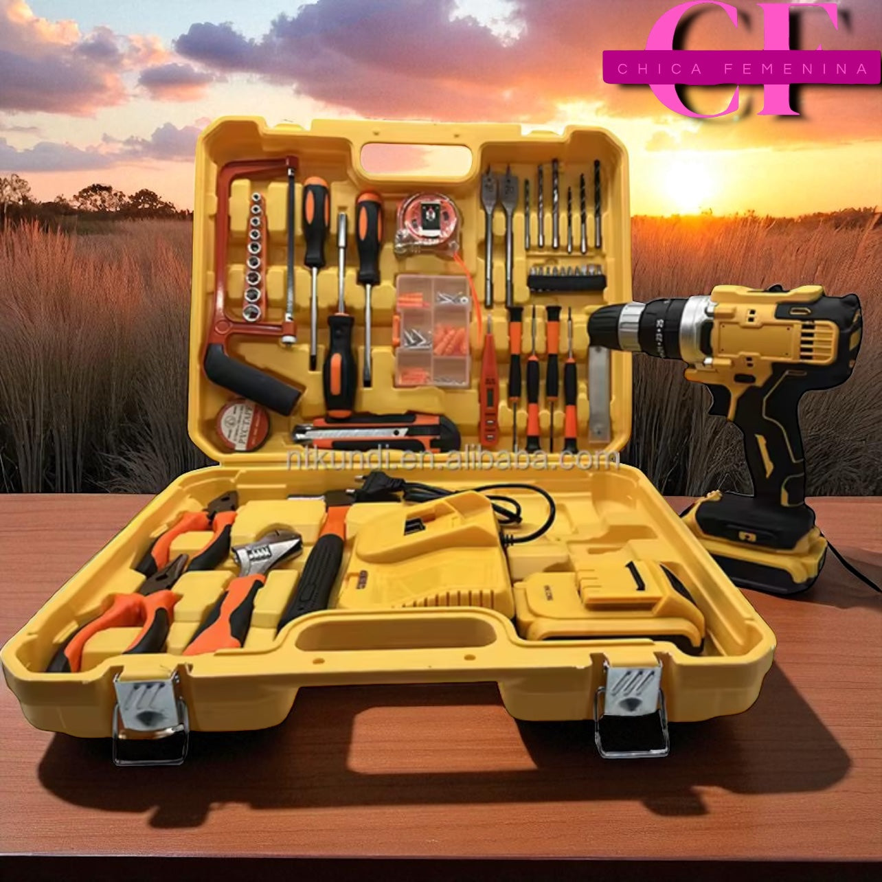 SET DE TALADRO 2 BATERIAS 24 PZ AMARILLO EXPLOIT