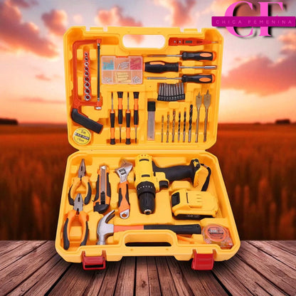 SET DE TALADRO 2 BATERIAS 24 PZ AMARILLO EXPLOIT