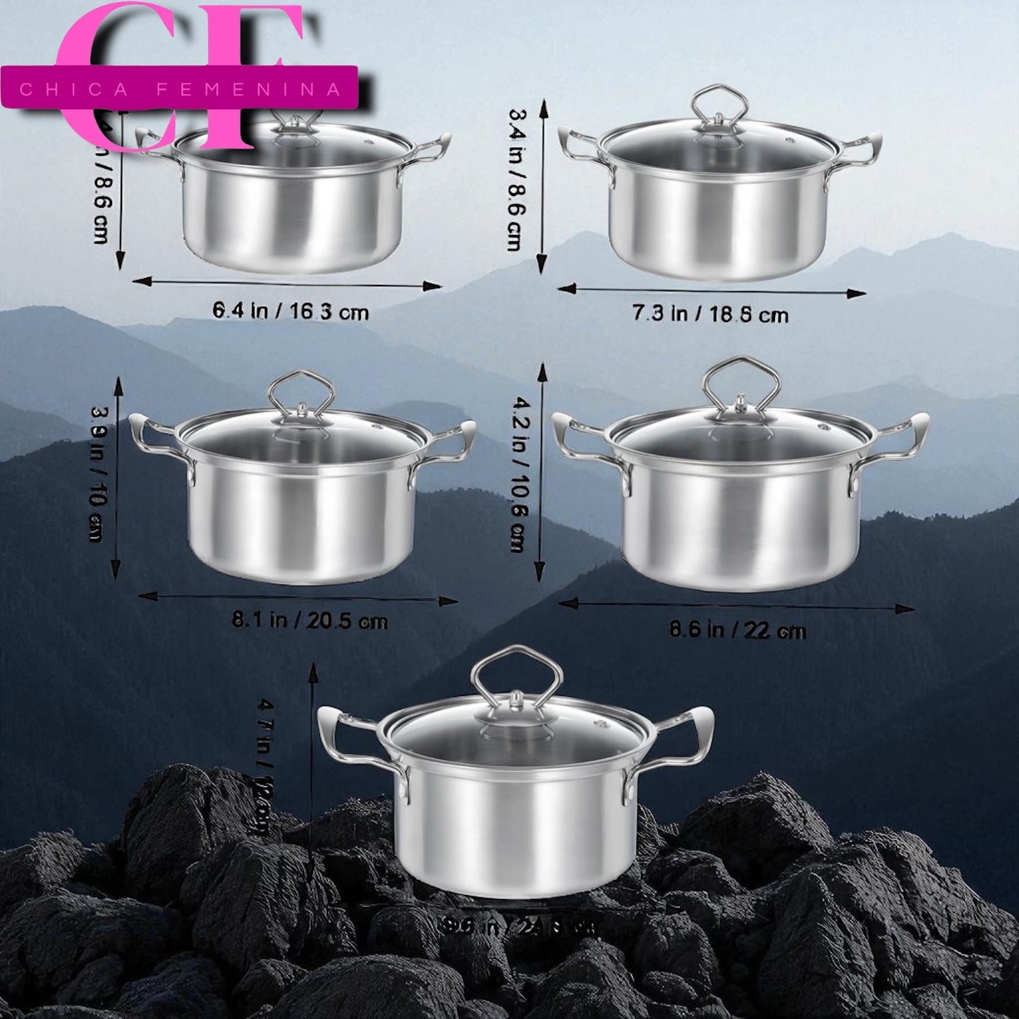 JUEGO DE OLLAS PLATEADO 12PZ