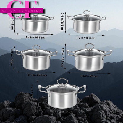 JUEGO DE OLLAS PLATEADO 12PZ