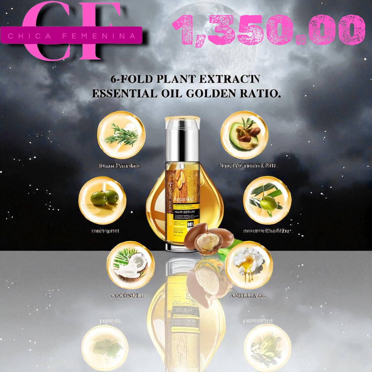 SUERO CAPILAR NUTRITIVO CON QUERATINA Y ACEITE DE ARGÁN SIN SULFATOS 80 ML