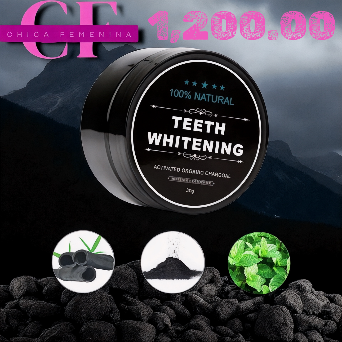 Blanqueador de Dientes en Polvo Carbón