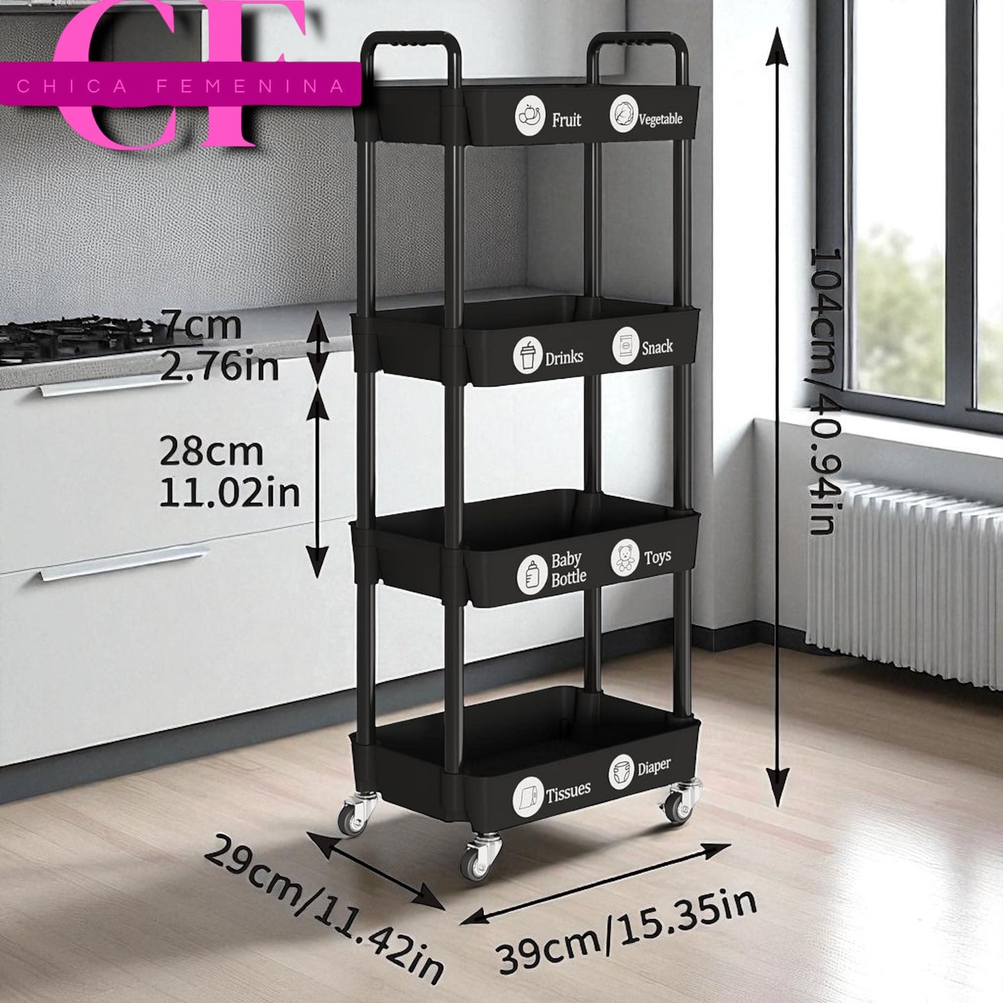 ESTANTE / CARRITO DE COCINA 4 NIVELES