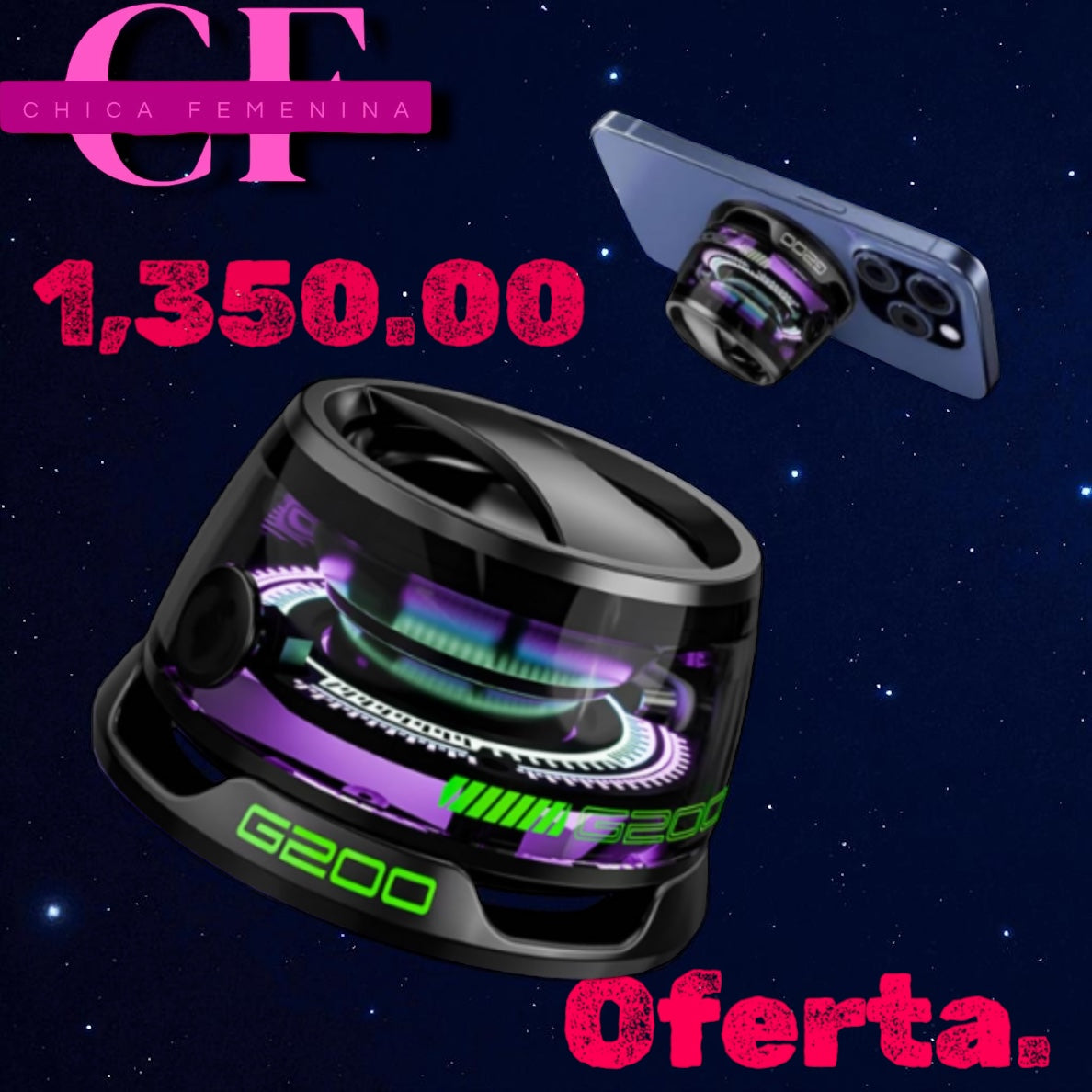 ALTAVOZ BLUETOOTH MAGNÉTICO MULTIFUNCIONAL G200 CON LUZ RGB, ALTAVOZ MAGNÉTICO IMPERMEABLE INALÁMBRICO PARA TELÉFONOS