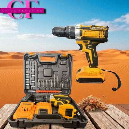 SET DE TALADRO 2 BATERIAS 21 V 26 PZ AMARILLO HASS/ AM