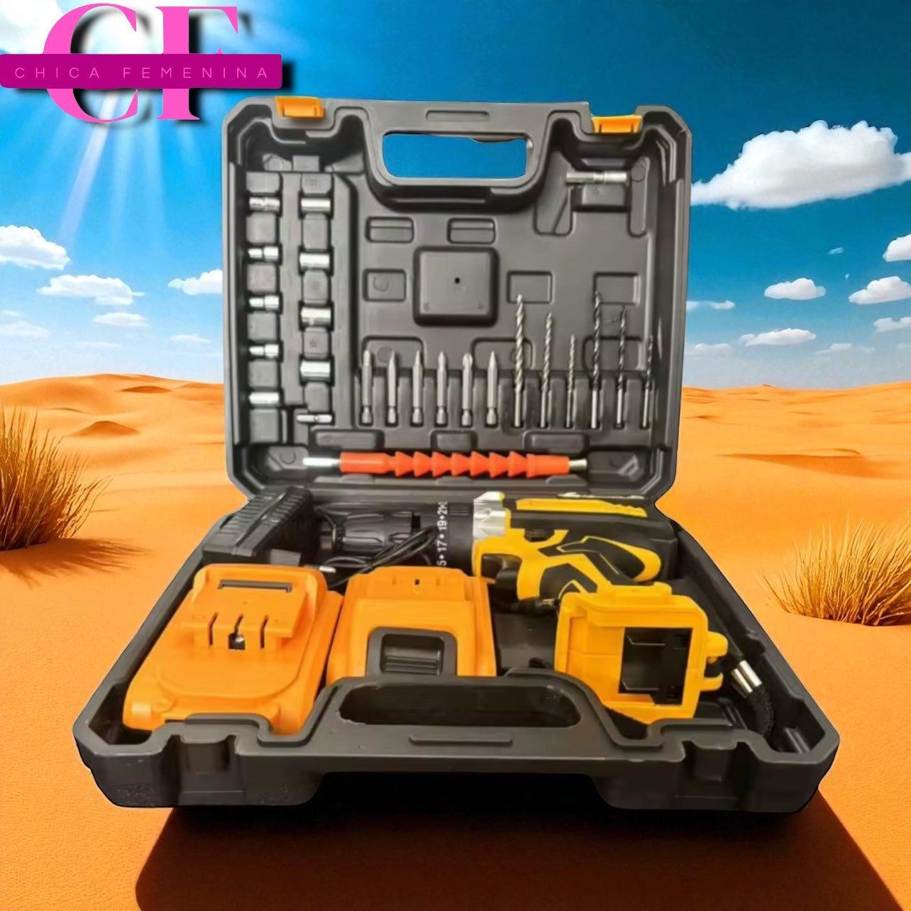 SET DE TALADRO 2 BATERIAS 21 V 26 PZ AMARILLO HASS/ AM