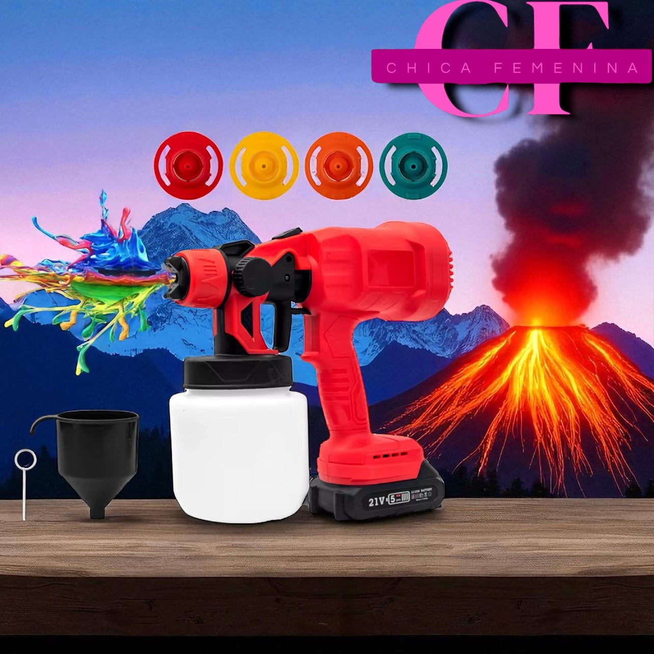 PISTOLA DE PINTURA 2 BATERIAS 48V ROJA/ AZUL