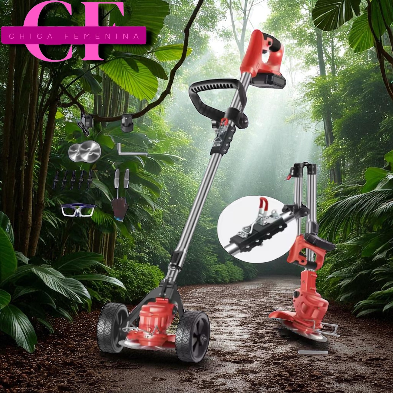 CORTA CESPED ELECTRICO PLEGABLE 2 BATERIA 48V