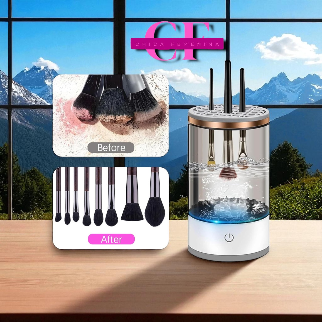 Máquina limpiadora de brochas de maquillaje