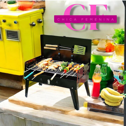 BBQ PORTATIL CON UTENCILIOS