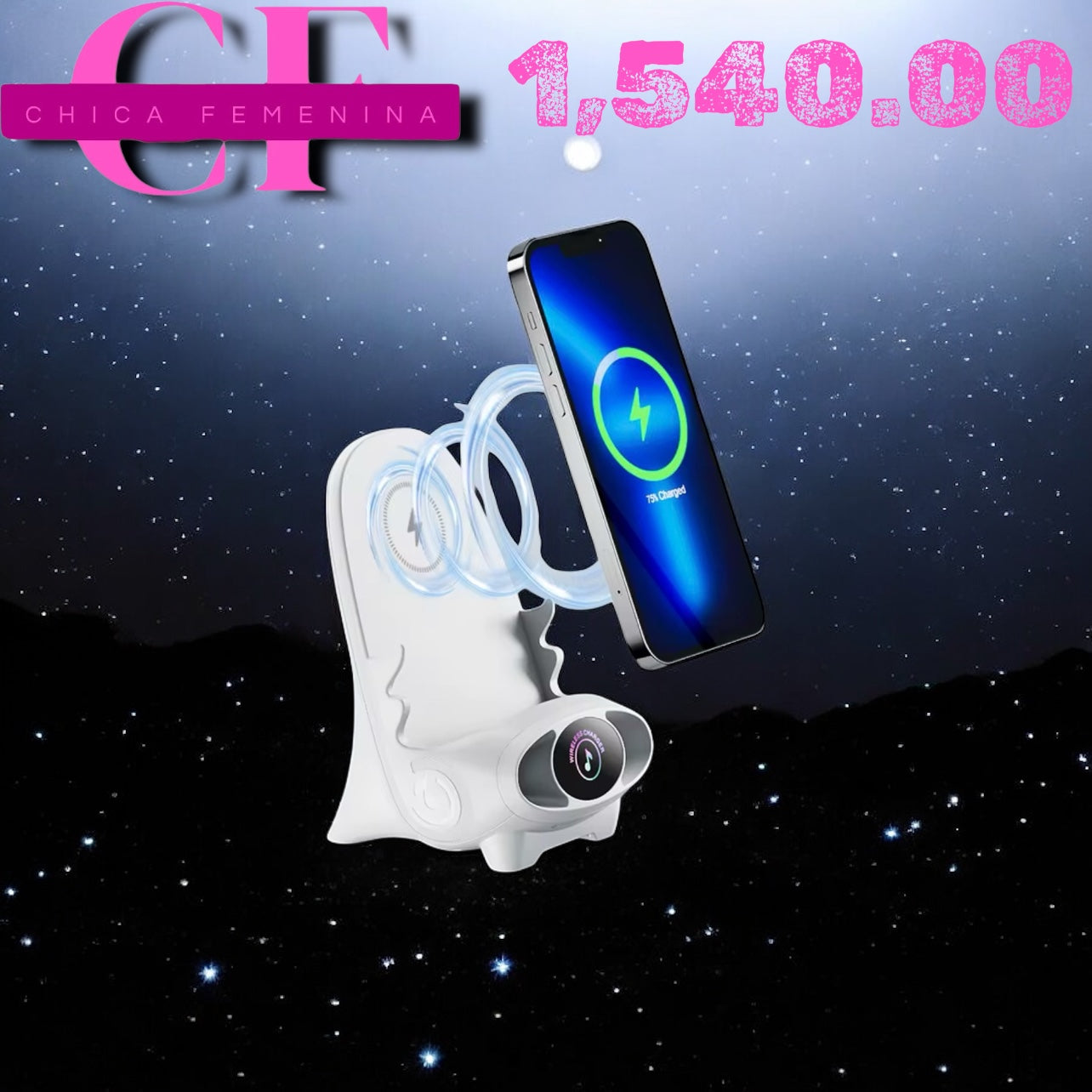 SOPORTE MULTIFUNCIONAL PARA MOVIL CON ALTA VOZ Y FUNCION DE CARGA MAGNETICA