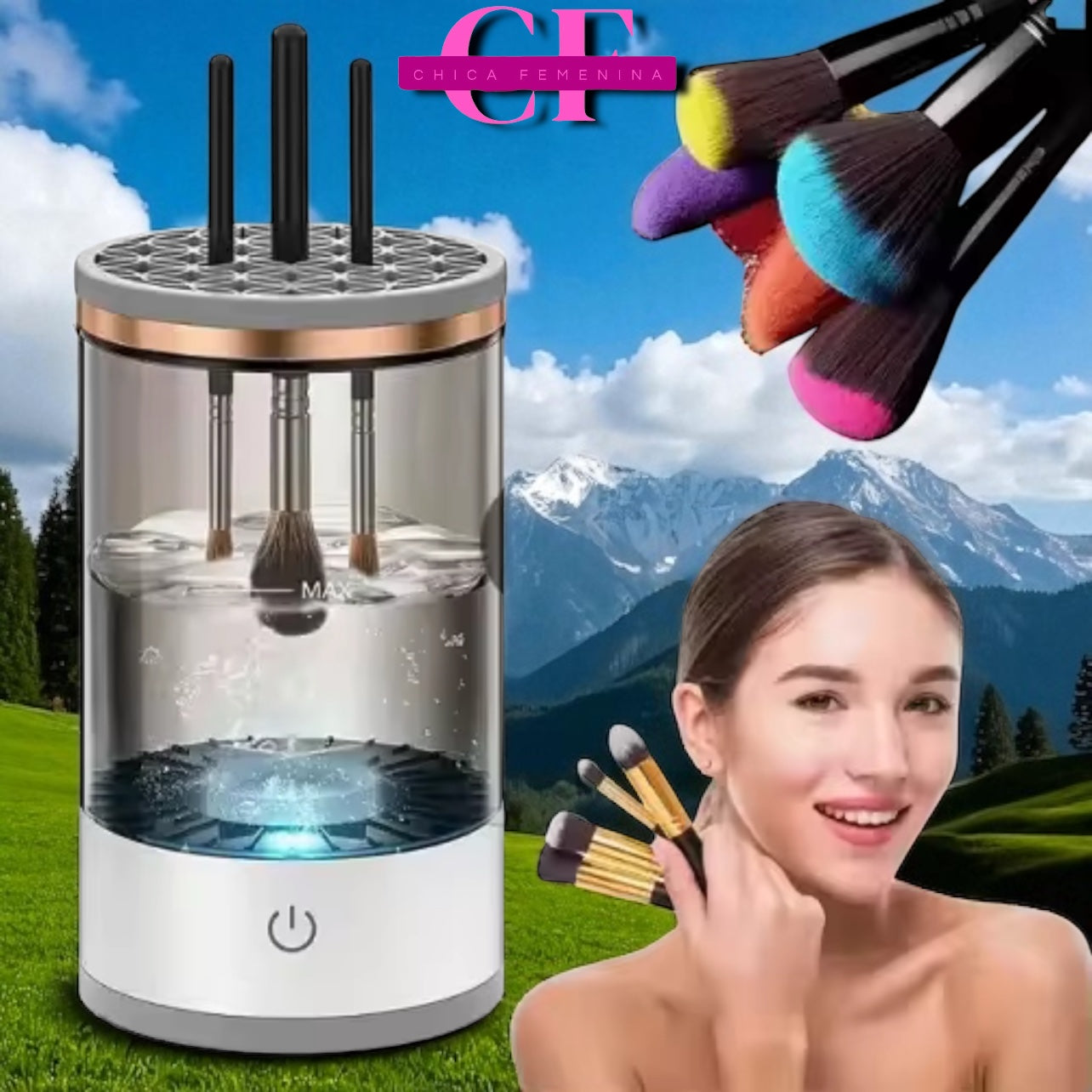 Máquina limpiadora de brochas de maquillaje