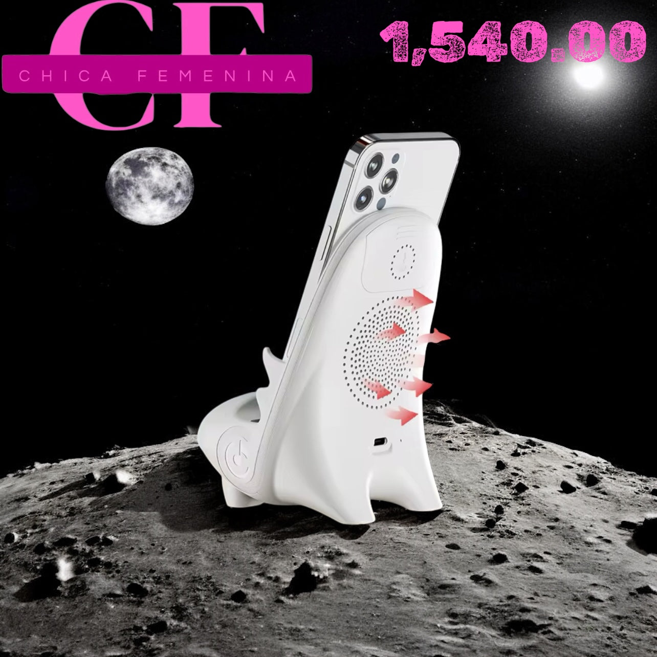 SOPORTE MULTIFUNCIONAL PARA MOVIL CON ALTA VOZ Y FUNCION DE CARGA MAGNETICA