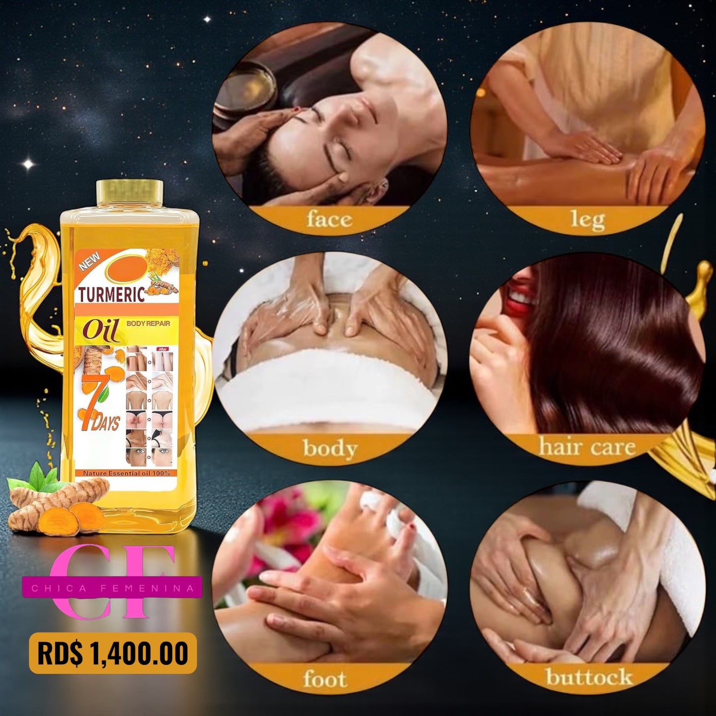 ACEITE CORPORAL DE CÚRCUMA TUMERIC, ACEITE SUPER BLANQUEADOR