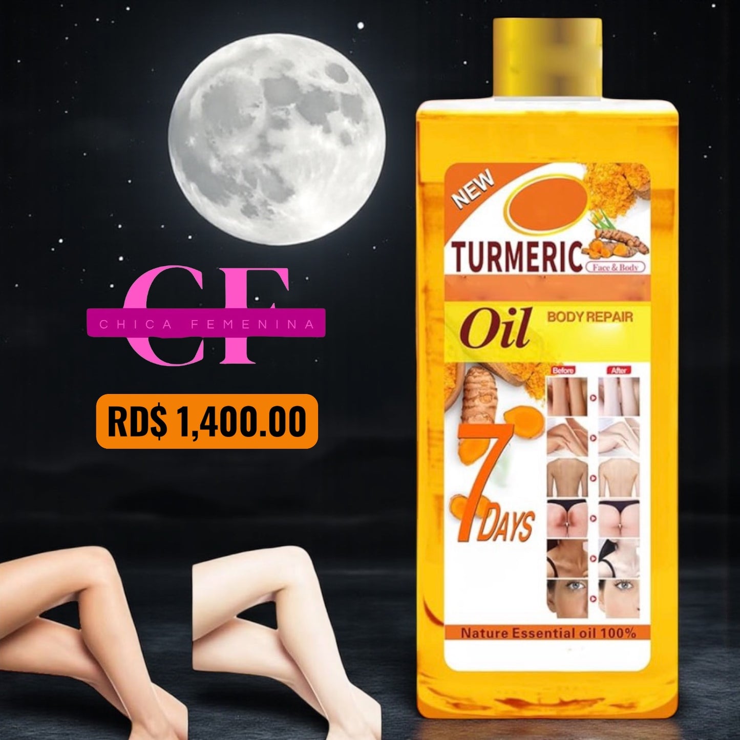 ACEITE CORPORAL DE CÚRCUMA TUMERIC, ACEITE SUPER BLANQUEADOR