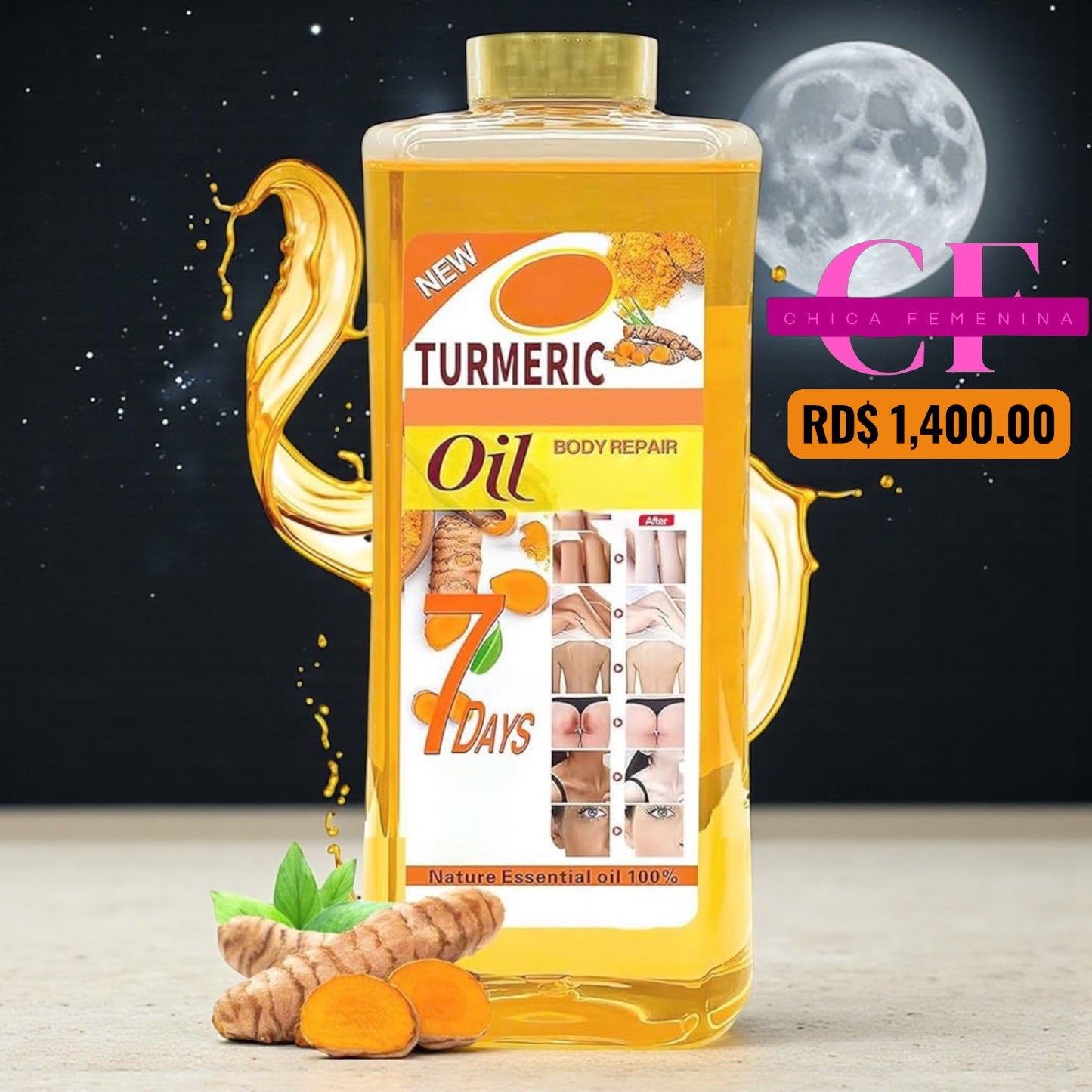 ACEITE CORPORAL DE CÚRCUMA TUMERIC, ACEITE SUPER BLANQUEADOR
