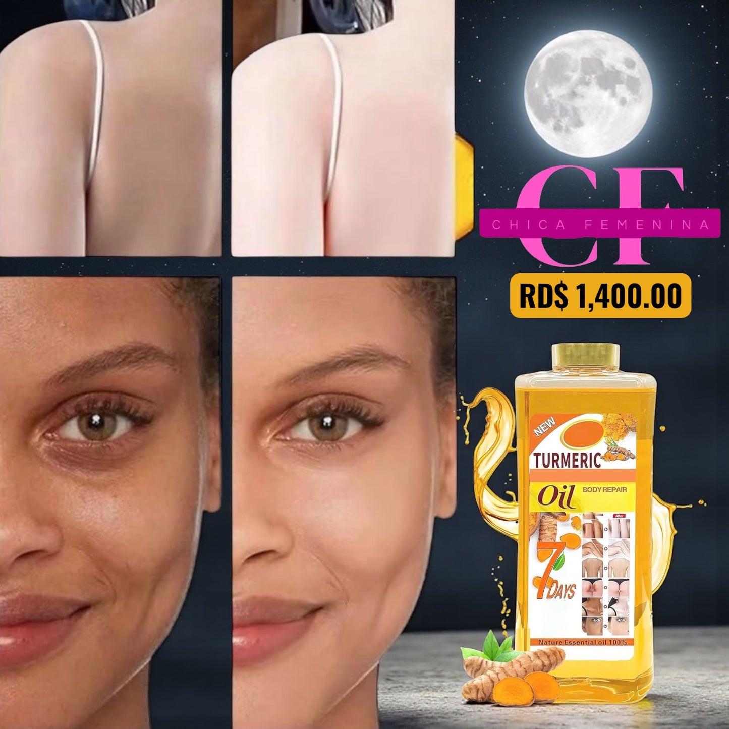 ACEITE CORPORAL DE CÚRCUMA TUMERIC, ACEITE SUPER BLANQUEADOR