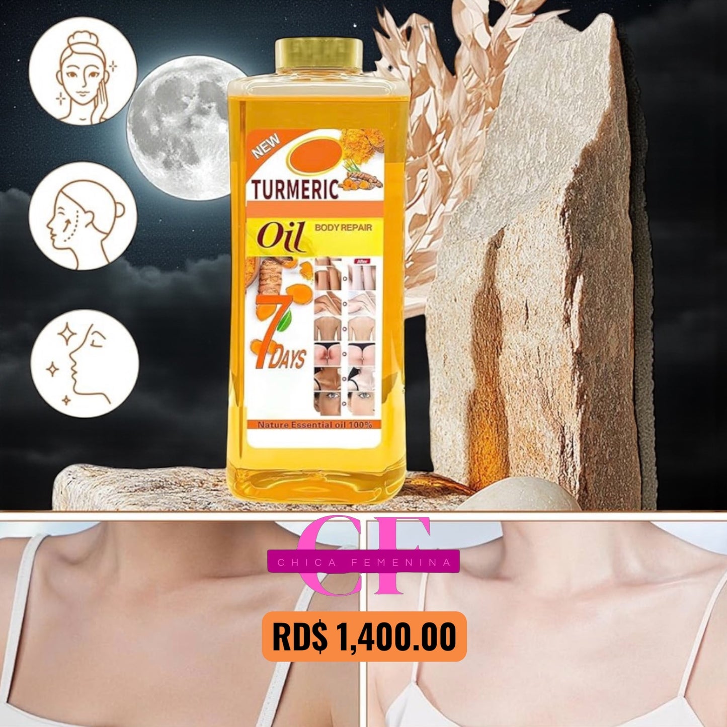 ACEITE CORPORAL DE CÚRCUMA TUMERIC, ACEITE SUPER BLANQUEADOR