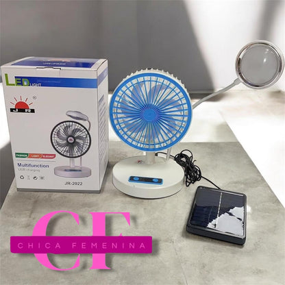 Ventilador De Escritorio Recargable C Luz Led 3 Velocidades