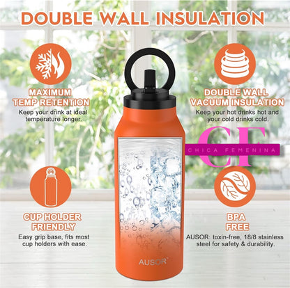 BOTELLA DE AGUA AISLADA CON SOPORTE PARA TELÉFONO