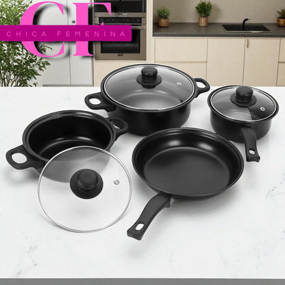 SET DE OLLAS Y SARTENES ANTIADHERENTES JUEGO DE UTENCILIOS DE COCINA DE 13