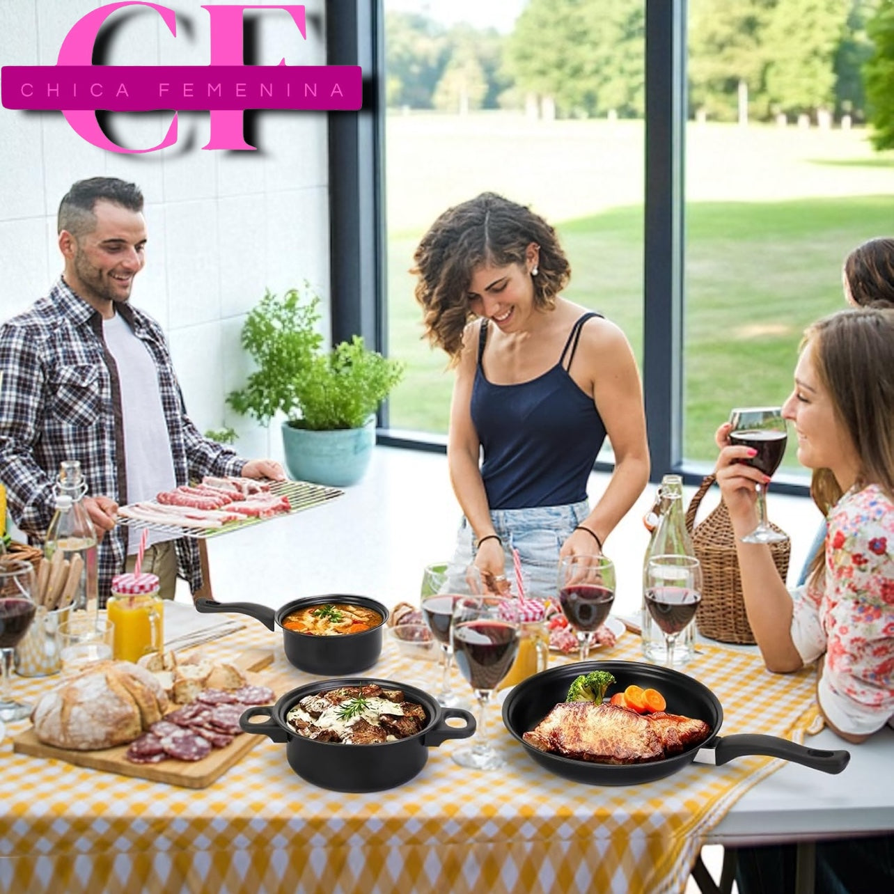 SET DE OLLAS Y SARTENES ANTIADHERENTES JUEGO DE UTENCILIOS DE COCINA DE 13