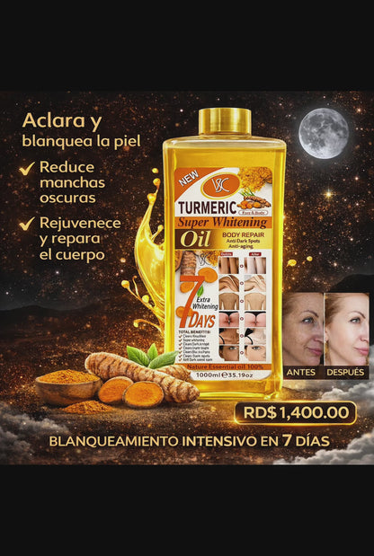 ACEITE CORPORAL DE CÚRCUMA TUMERIC, ACEITE SUPER BLANQUEADOR