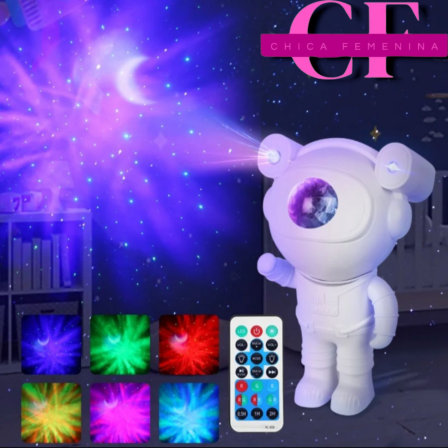 PROYECTOR ASTRONAUTA LUCES DE GALAXIA TRANSFORMA TU ESPACIO