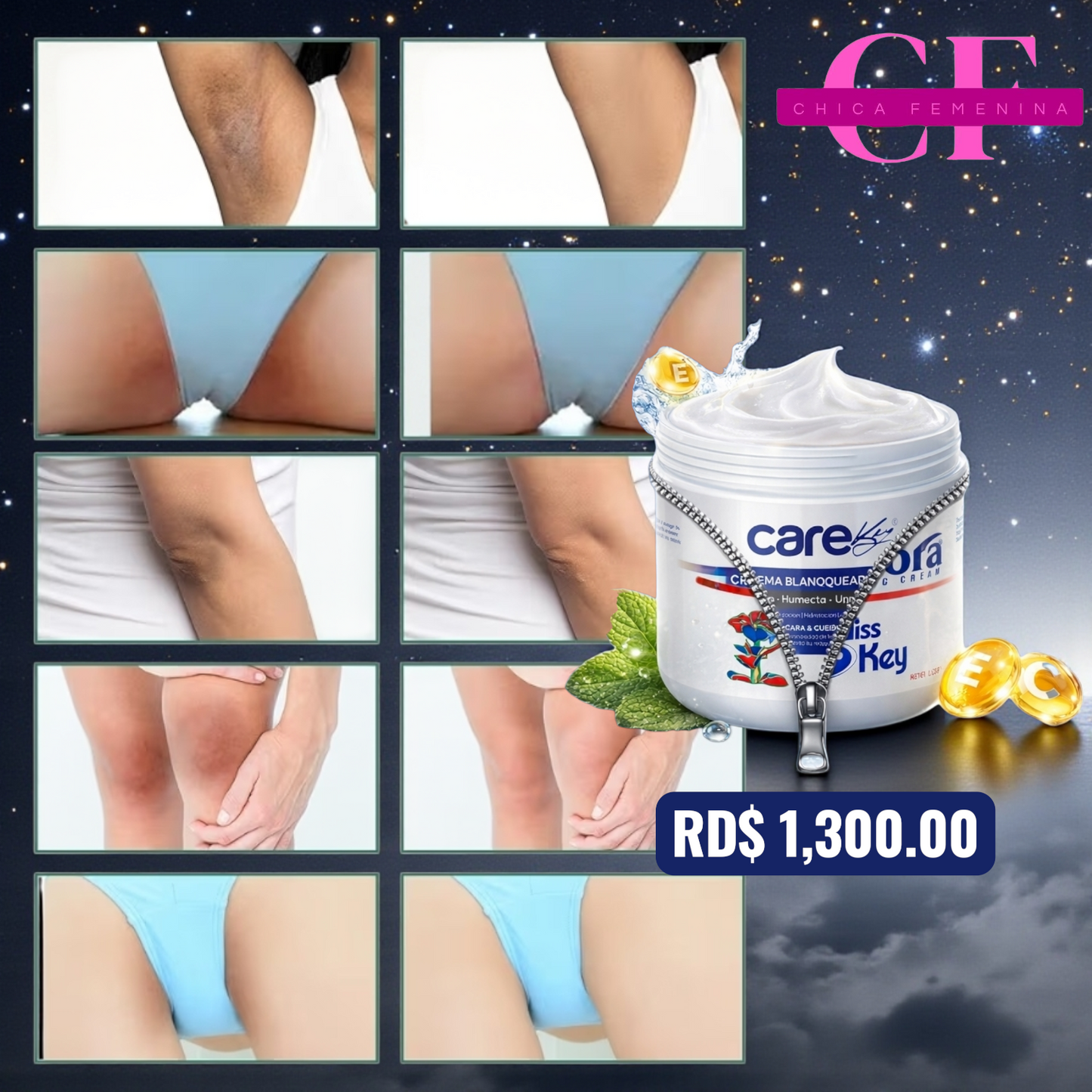 CREMA ACLARADORA 3 EN 1 NUEVA IMAGEN MISS KEY CARE KEY (ACLARA, HUMECTA Y UNIFICA TONO)