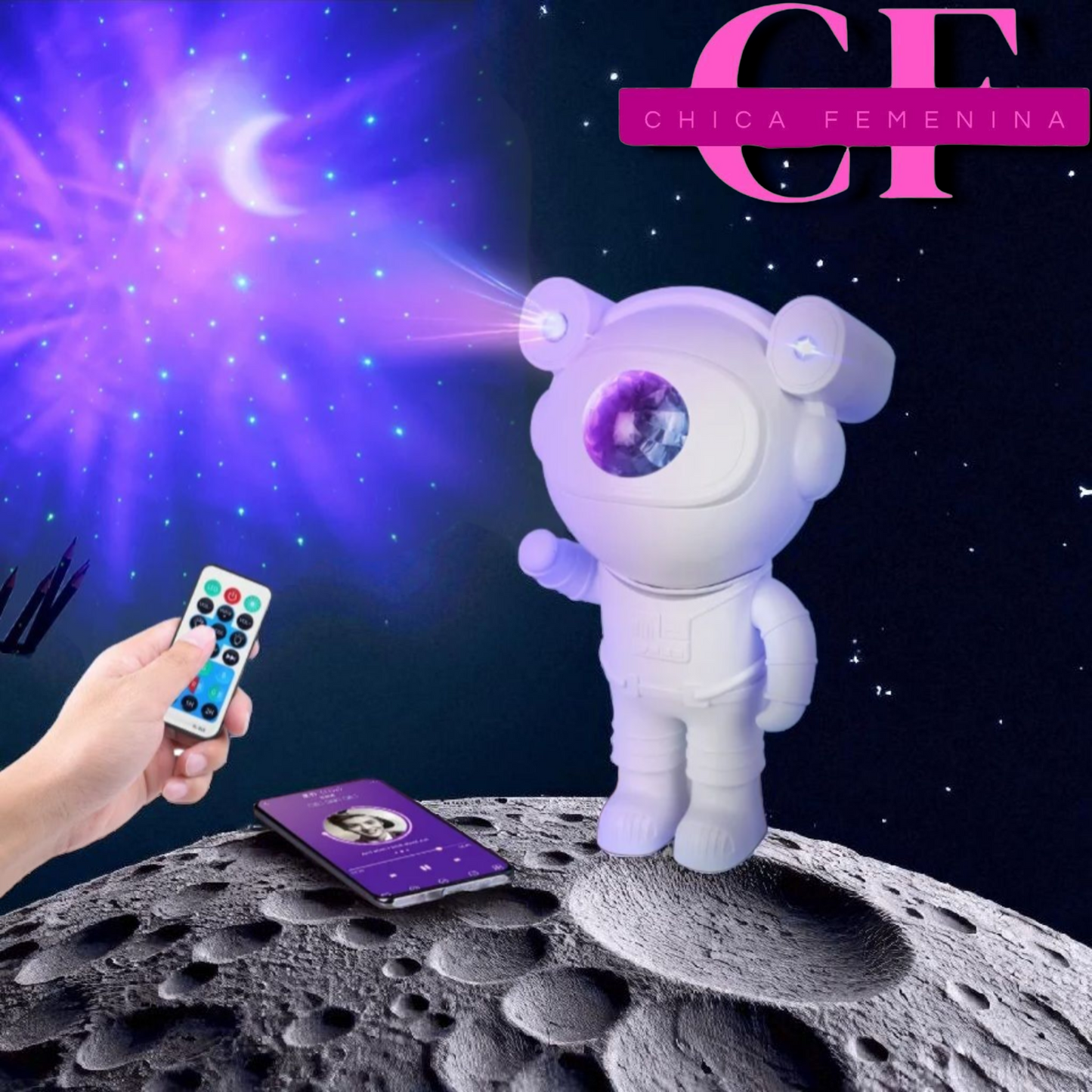 PROYECTOR ASTRONAUTA LUCES DE GALAXIA TRANSFORMA TU ESPACIO