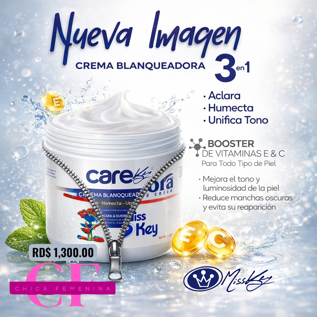 CREMA ACLARADORA 3 EN 1 NUEVA IMAGEN MISS KEY CARE KEY (ACLARA, HUMECTA Y UNIFICA TONO)