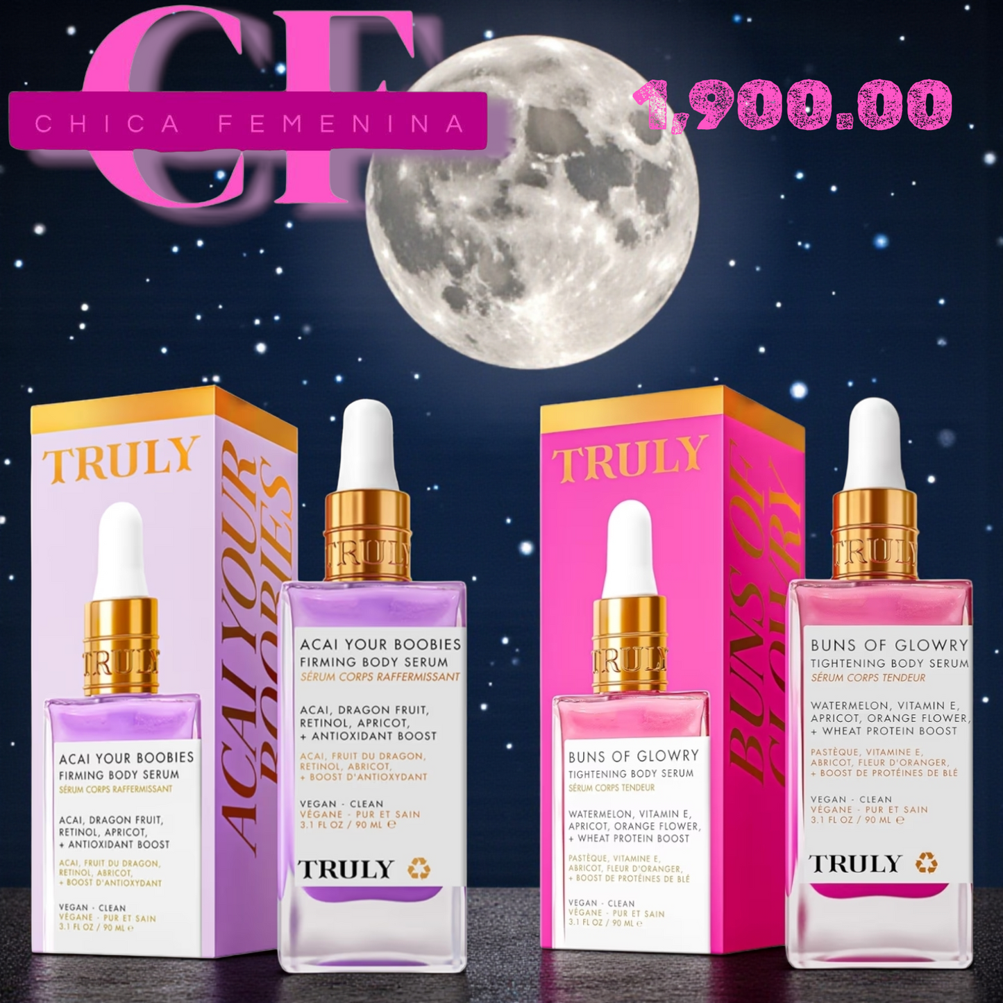 KIT TRULY + HIDRATANTE (ROSADO Y MORADO)