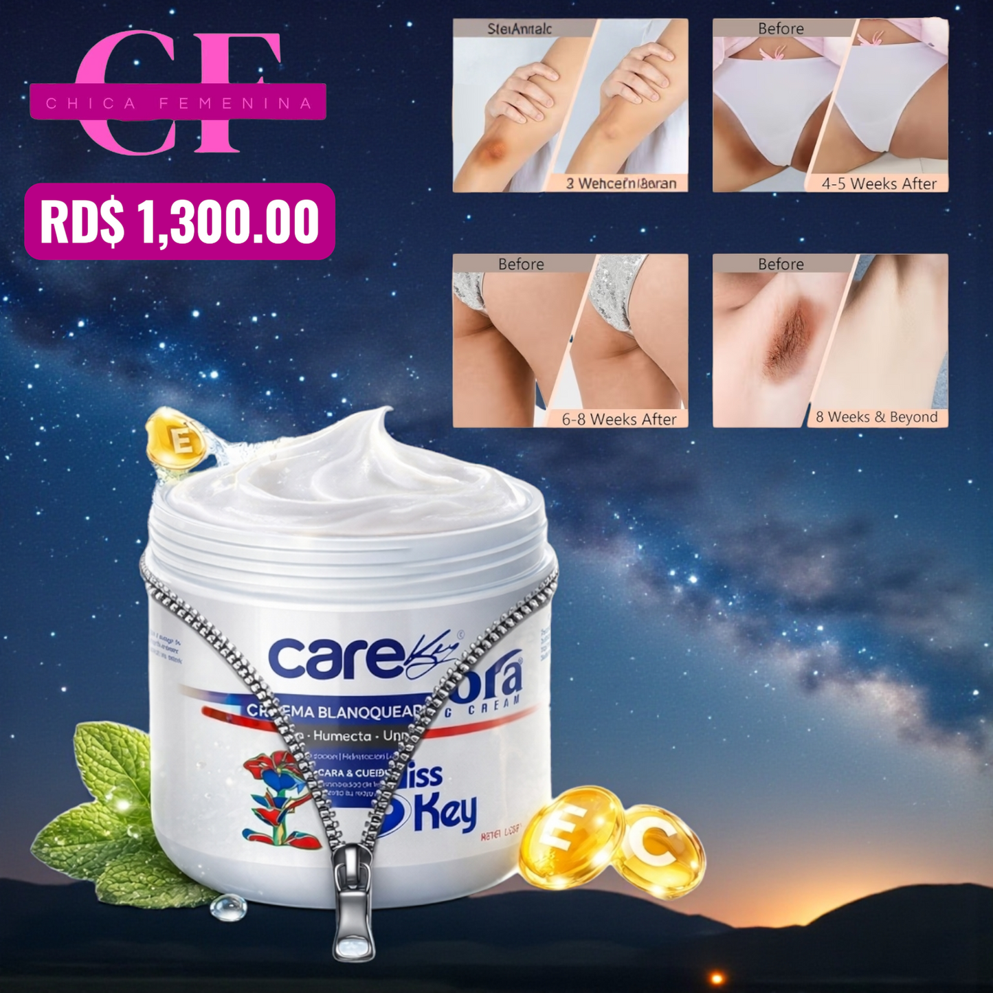 CREMA ACLARADORA 3 EN 1 NUEVA IMAGEN MISS KEY CARE KEY (ACLARA, HUMECTA Y UNIFICA TONO)